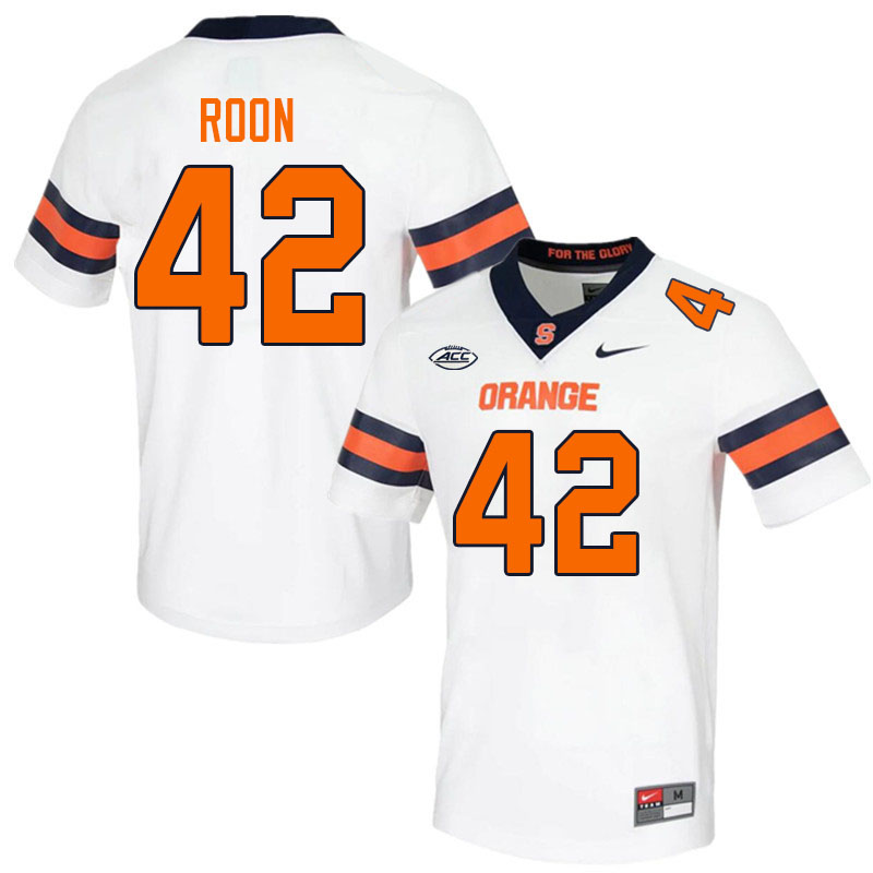 Syracuse Orange #42 Austin Roon College Football Jerseys Stitched-White